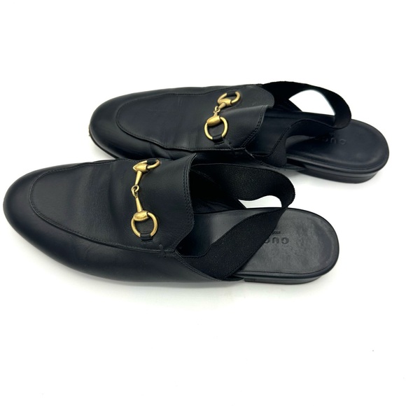 Gucci Black Leather Loafers with Gold Horsebit Slingback - Picture 4 of 6